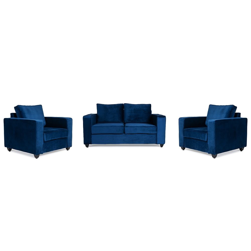 Wakefit Napper Sofa Set - (2+1+1) - Velvet Blue
