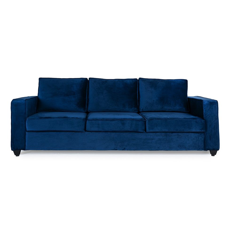 Wakefit Napper Sofa - Three Seat Velvet Blue