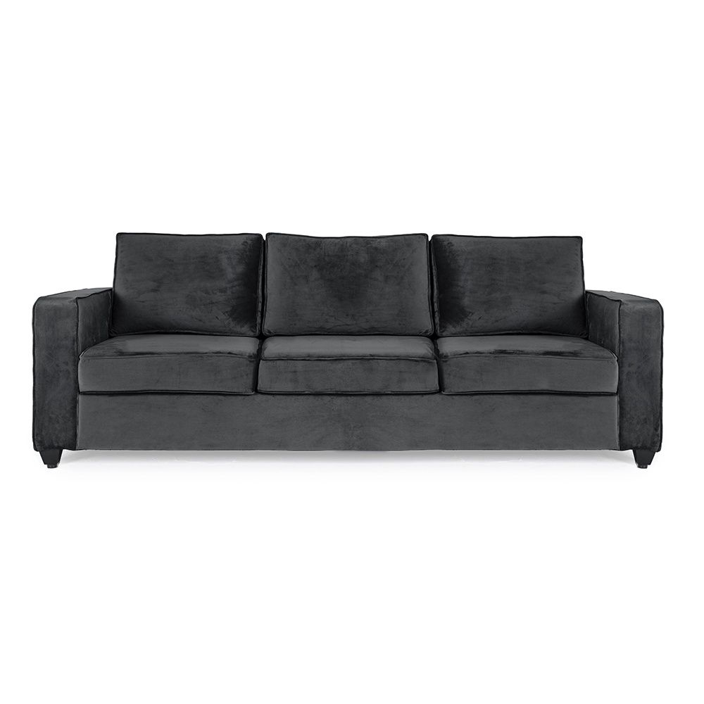 Wakefit Napper Sofa - Three Seater - Velvet Space Grey