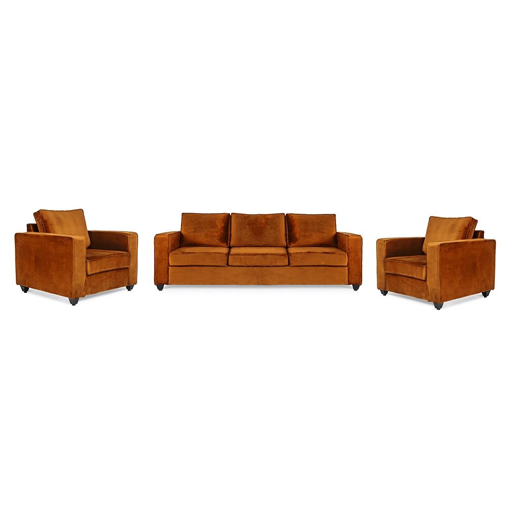 Wakefit Napper Sofa Set - (3+1+1) - Velvet Amber
