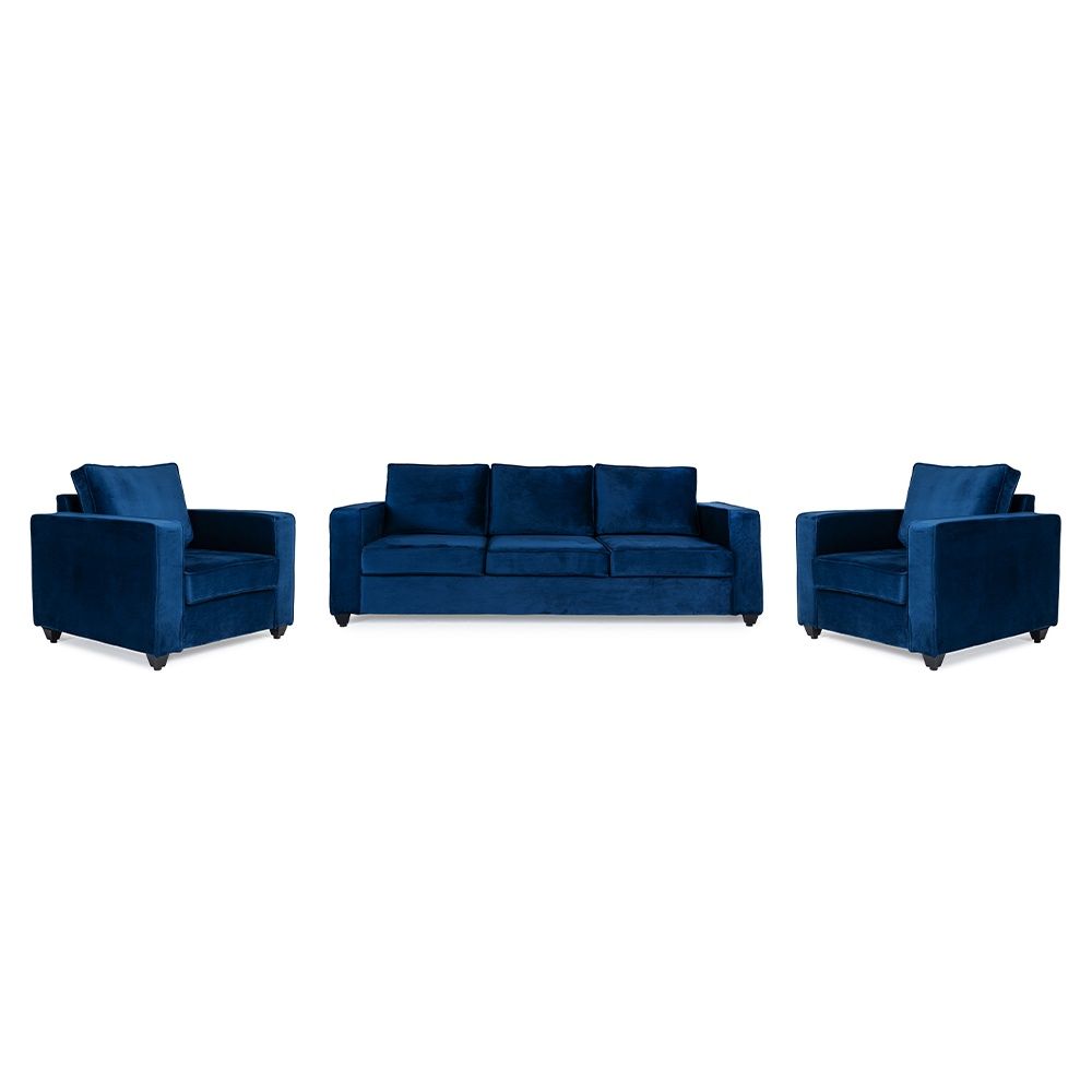 Wakefit Napper Sofa Set - (3+1+1) - Velvet Blue