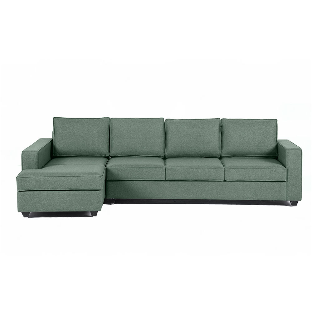 Wakefit Napper L Shape Sofa Set (3 Seater + Left Aligned Chaise) Omega Green