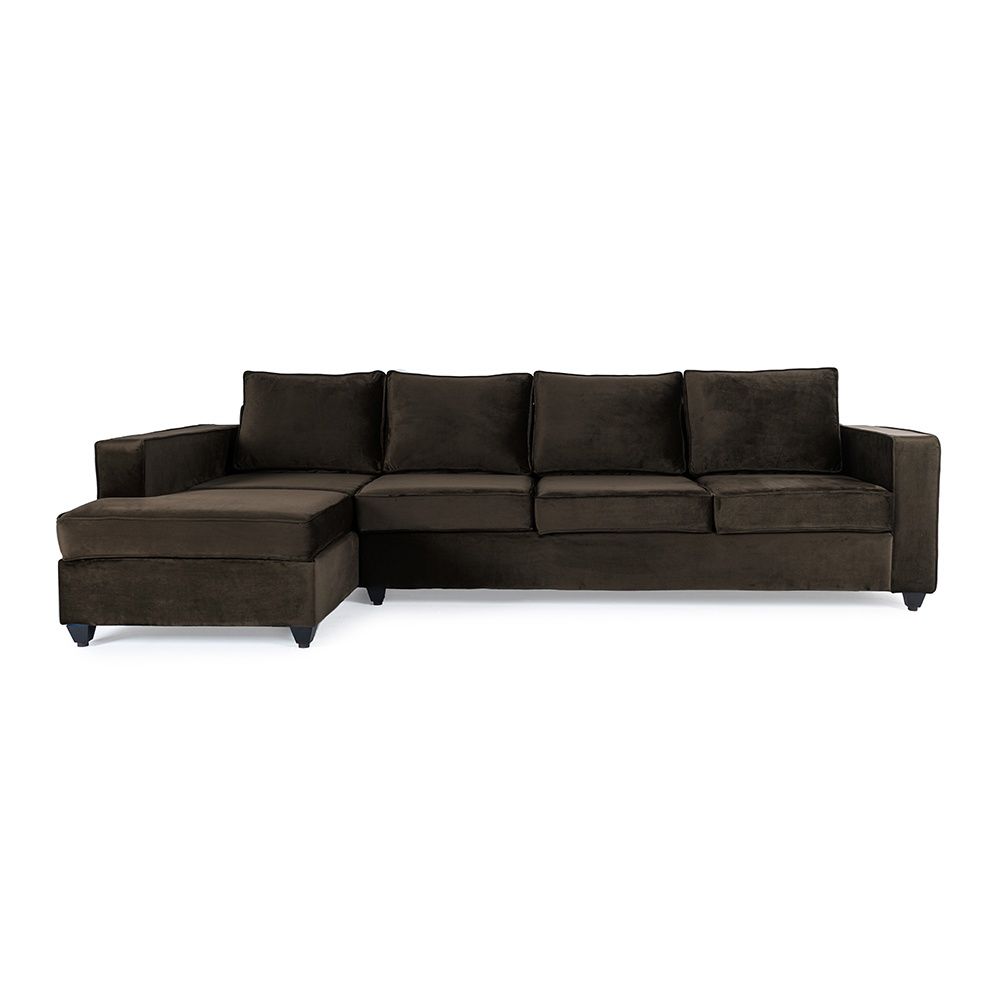 Wakefit Napper L Shape Sofa Set (3 Seater + Left Aligned Chaise) - Velvet Stone