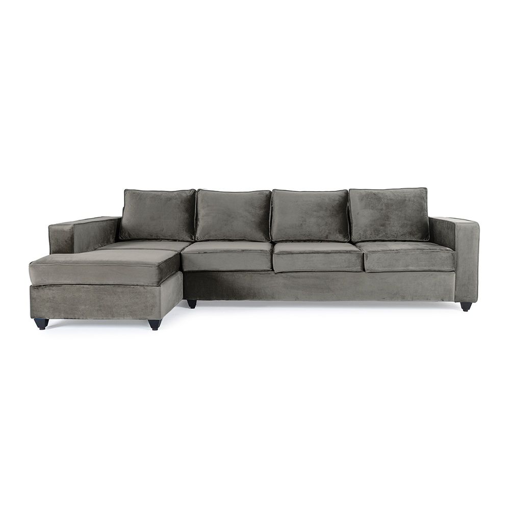 Wakefit Napper L Shape Sofa Set (3 Seater + Left Aligned Chaise) - Velvet Tuscan Tan