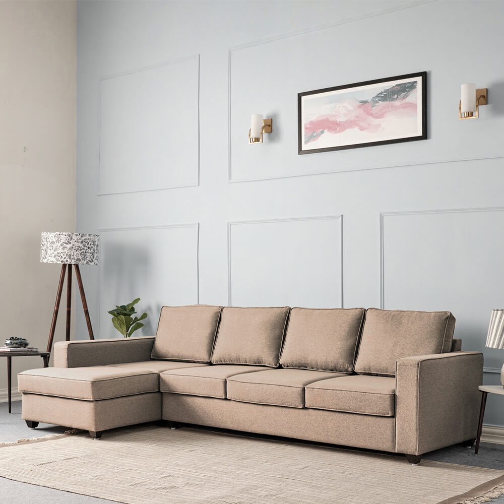 Wakefit Napper L Shape Sofa Set (3 Seater + Left Aligned Chaise)