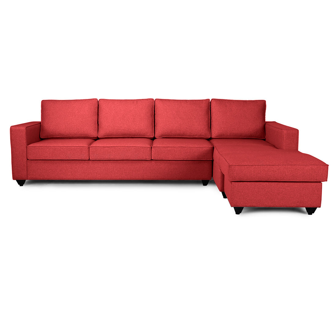 Wakefit Napper L Shape Sofa Set (3 Seater + Right Aligned Chaise) Omega Red
