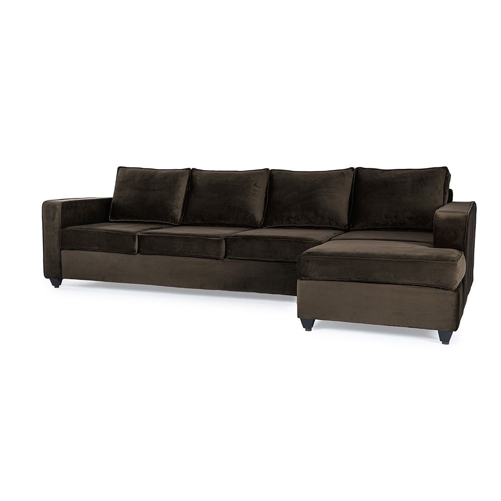 Wakefit Napper L Shape Sofa Set (3 Seater + Right Aligned Chaise) - Velvet Stone