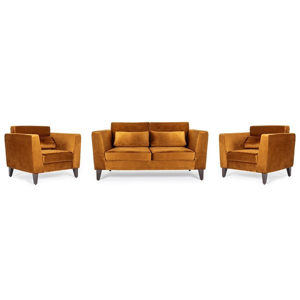Wakefit SnoozePro Sofa Set - (2+1+1) - Velvet Amber