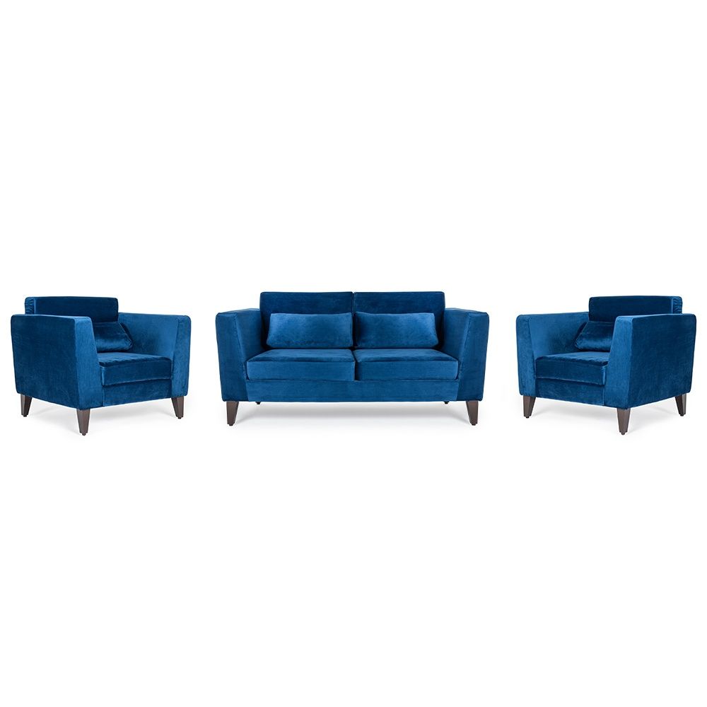 Wakefit SnoozePro Sofa Set - (2+1+1) - Velvet Blue
