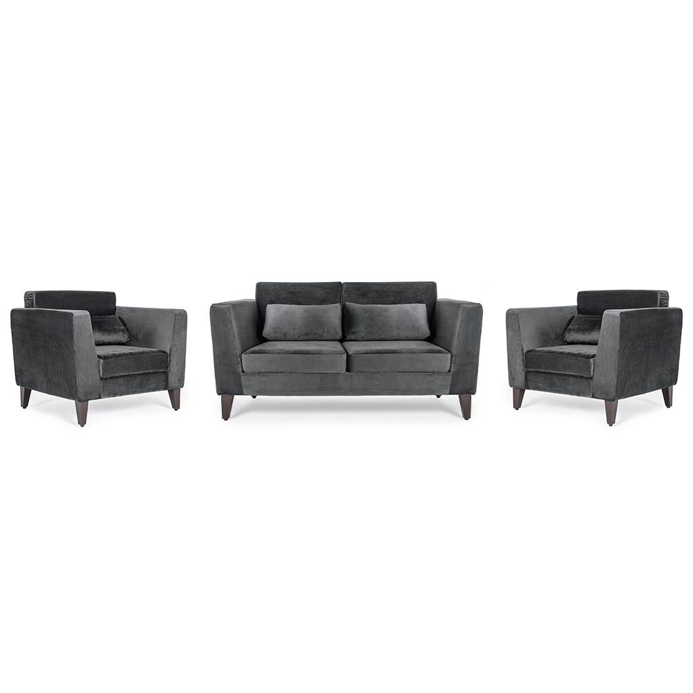 Wakefit SnoozePro Sofa Set - (2+1+1) - Velvet Space Grey