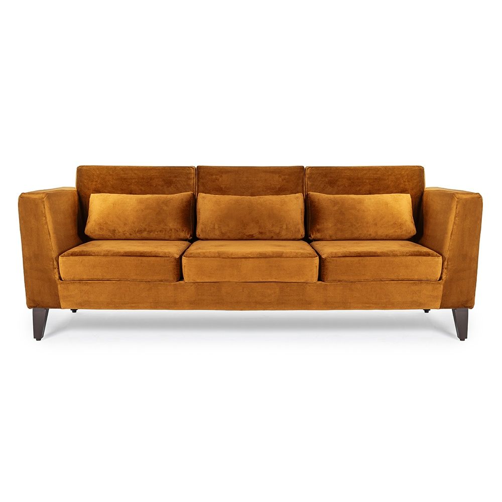 Wakefit SnoozePro Sofa - Three Seater - Velvet Amber