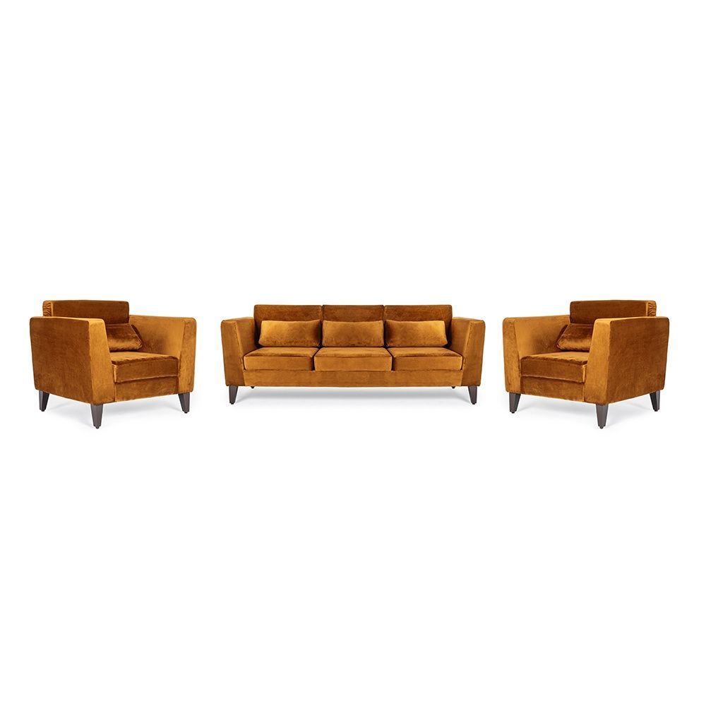 Wakefit SnoozePro Sofa Set - (3+1+1) - Velvet Amber