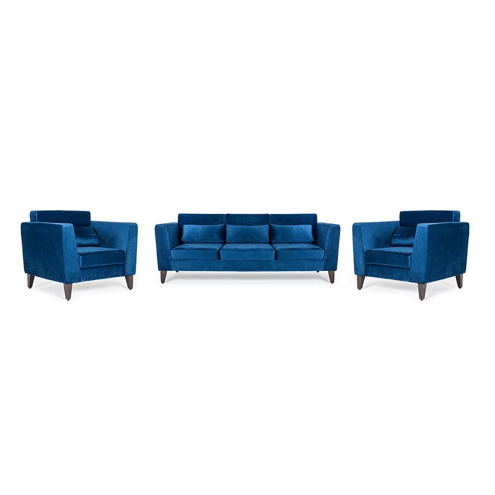 Wakefit SnoozePro Sofa Set - (3+1+1) - Velvet Blue