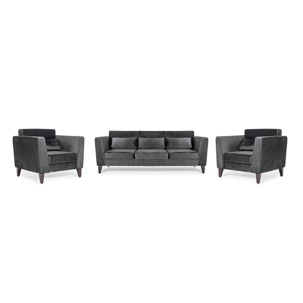 Wakefit SnoozePro Sofa Set - (3+1+1) - Velvet Space Grey