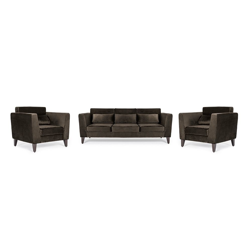 Wakefit SnoozePro Sofa Set - (3+1+1) - Velvet Stone