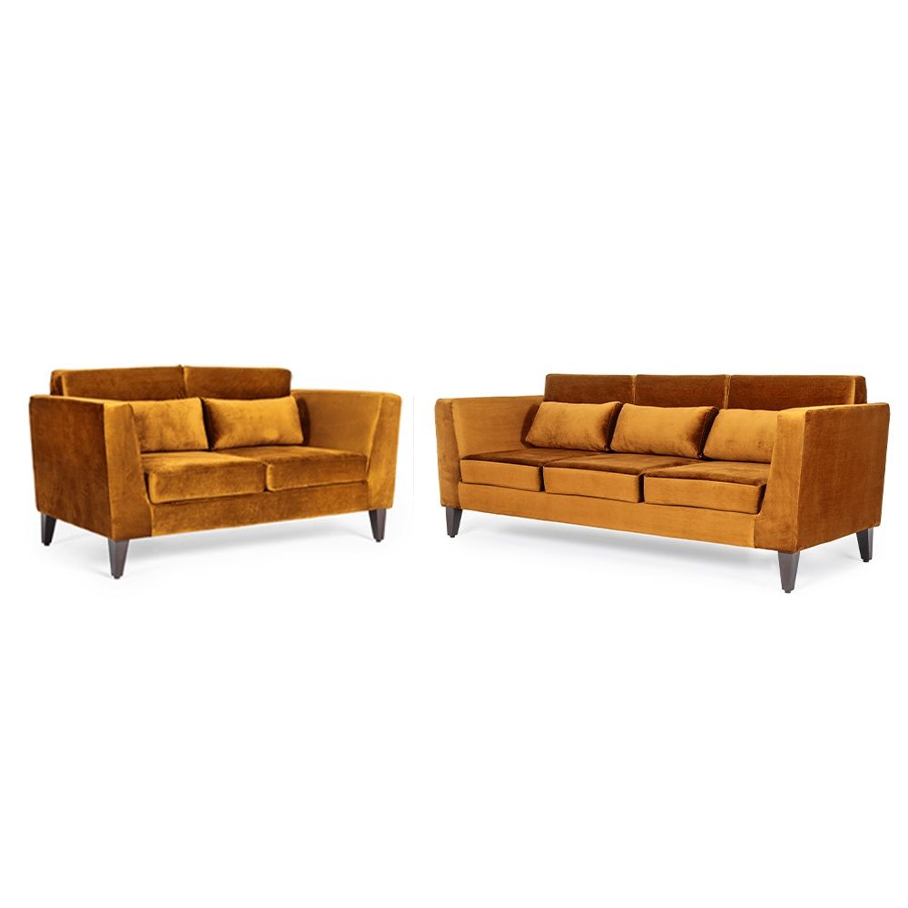 Wakefit SnoozePro Sofa Set - (3+2) - Velvet Amber