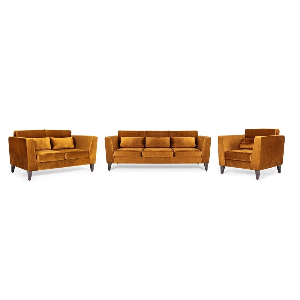 Wakefit SnoozePro Sofa Set - (3+2+1) - Velvet Amber