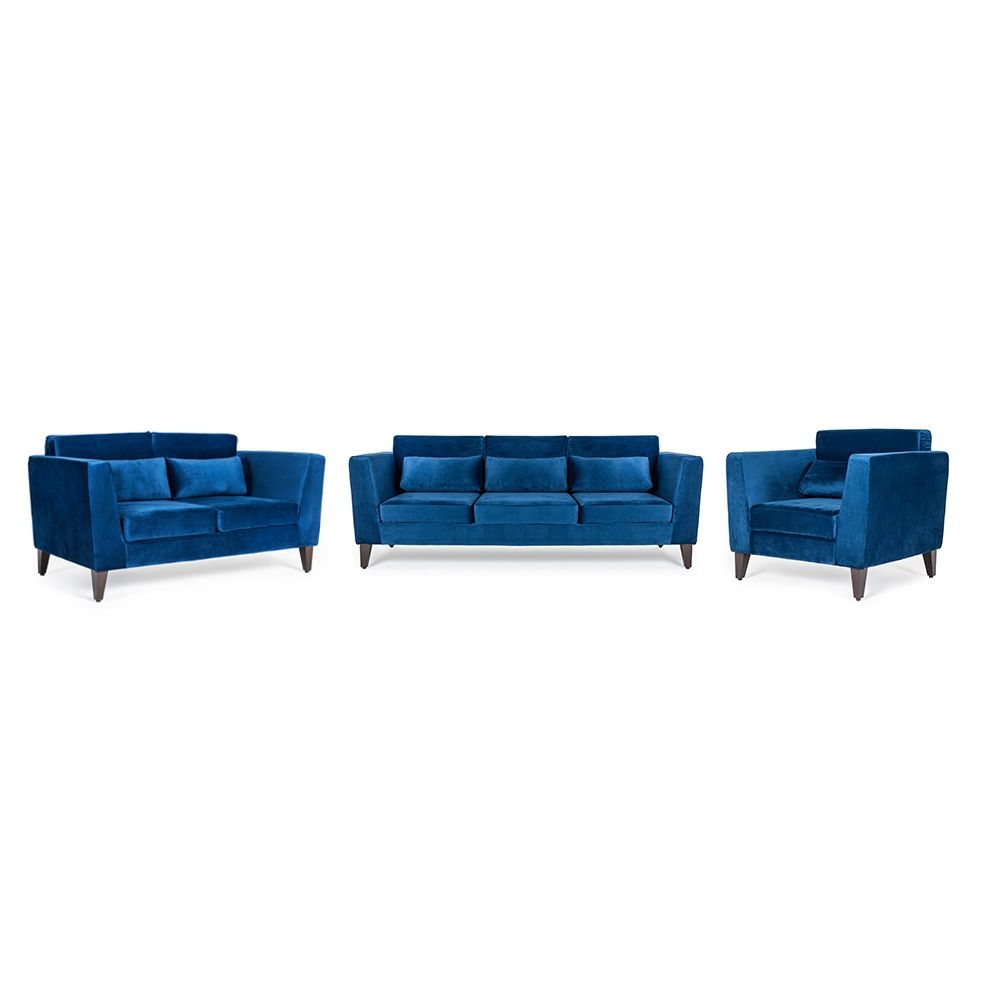 Wakefit SnoozePro Sofa Set - (3+2+1) - Velvet Blue
