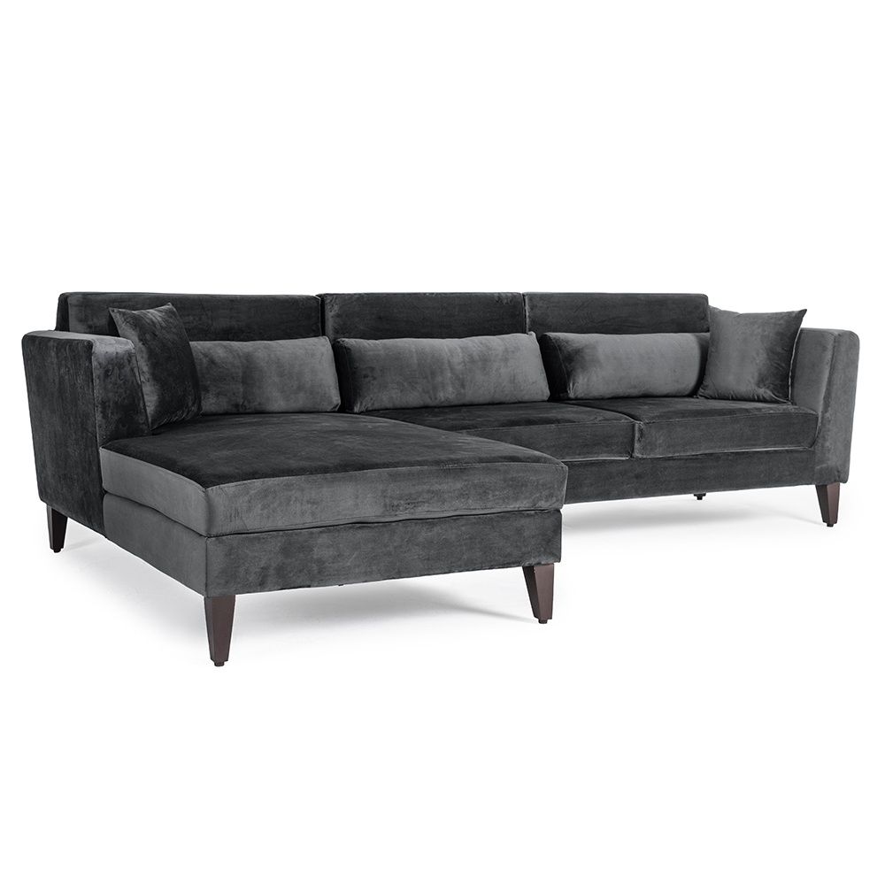 Wakefit SnoozePro L Shape Sofa Set (3 Seater + Left Aligned Chaise) - Velvet Space Grey