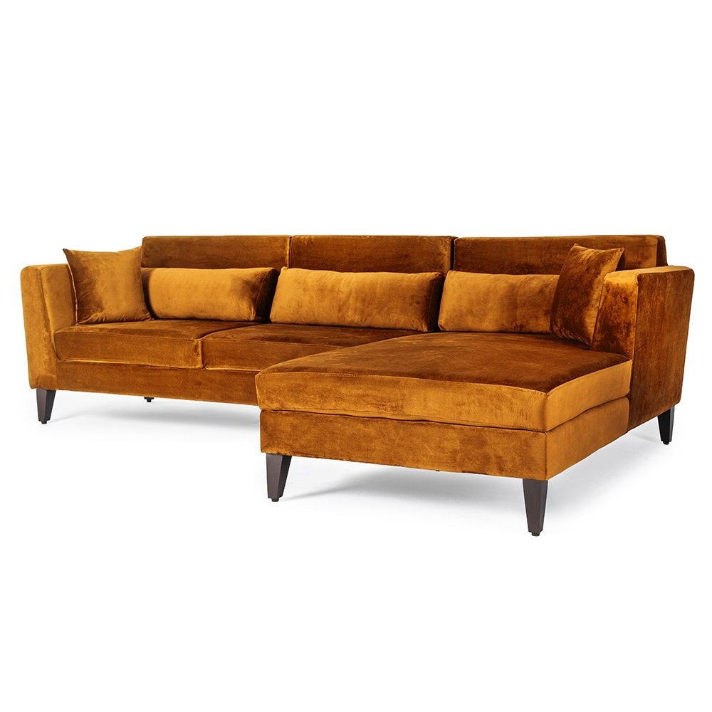 Wakefit SnoozePro L Shape Sofa Set (3 Seater + Right Aligned Chaise) - Velvet Amber