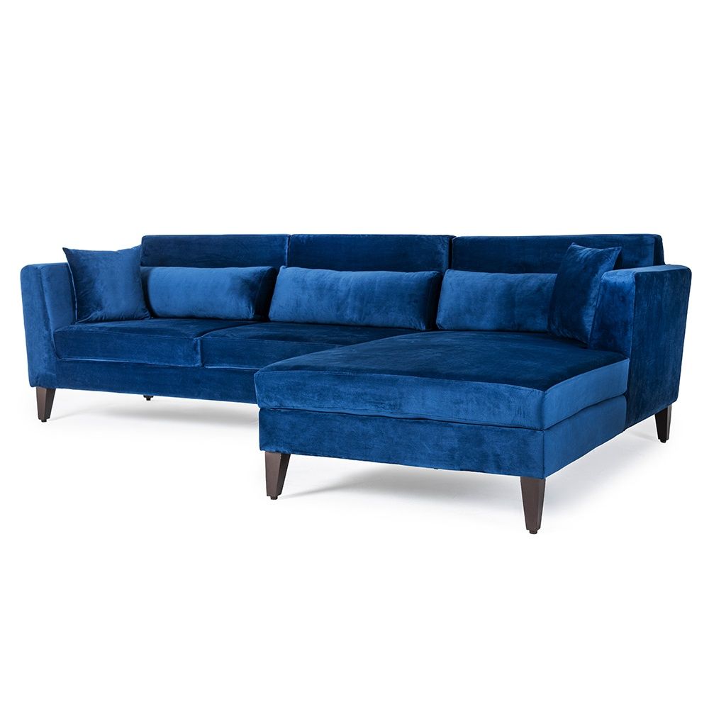 Wakefit SnoozePro L Shape Sofa Set (3 Seater + Right Aligned Chaise) - Velvet Blue