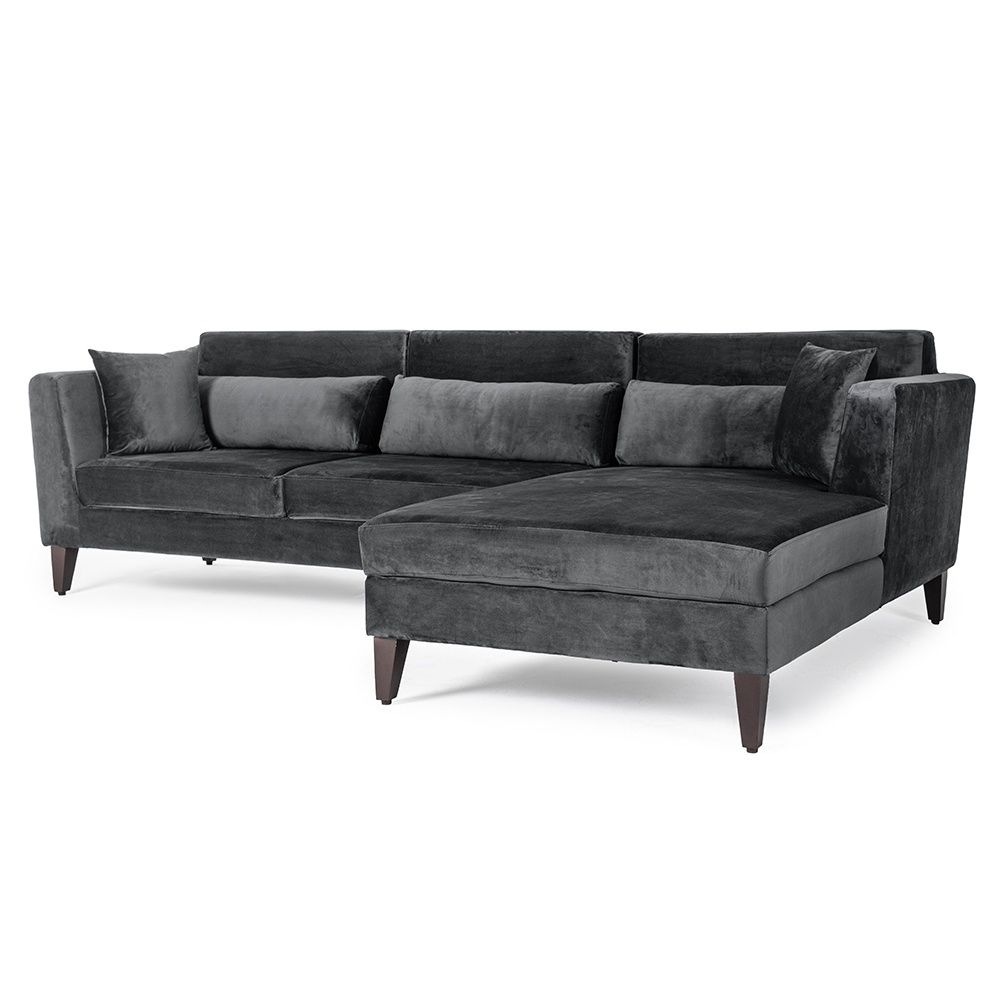 Wakefit SnoozePro L Shape Sofa Set (3 Seater + Right Aligned Chaise) - Velvet Space Grey