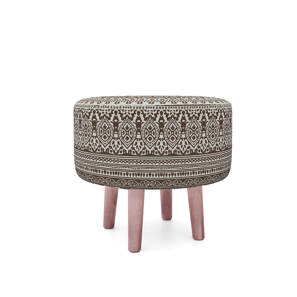 Wakefit Tulum Printed Ottoman - Eva Brown