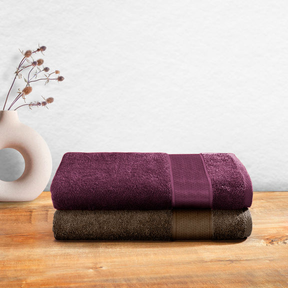 Large Bath Towel | 100% Terry Cotton | Set of 2 | 500 GSM | Premium, Super-Soft, Absorbent & Odor Resistant | 55 x 27.5 Inches