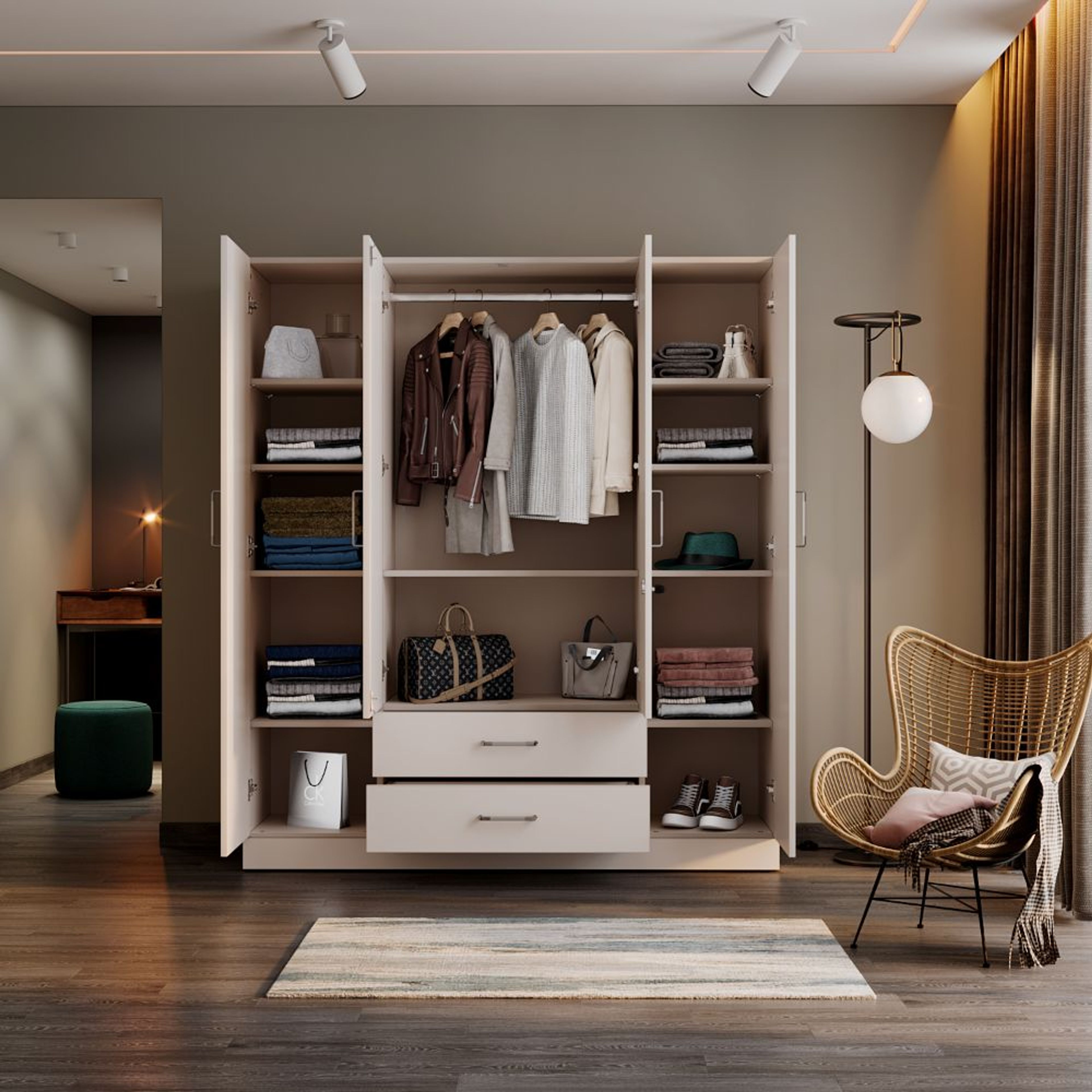 crem Plus 4 Door Wardrobe with mirror