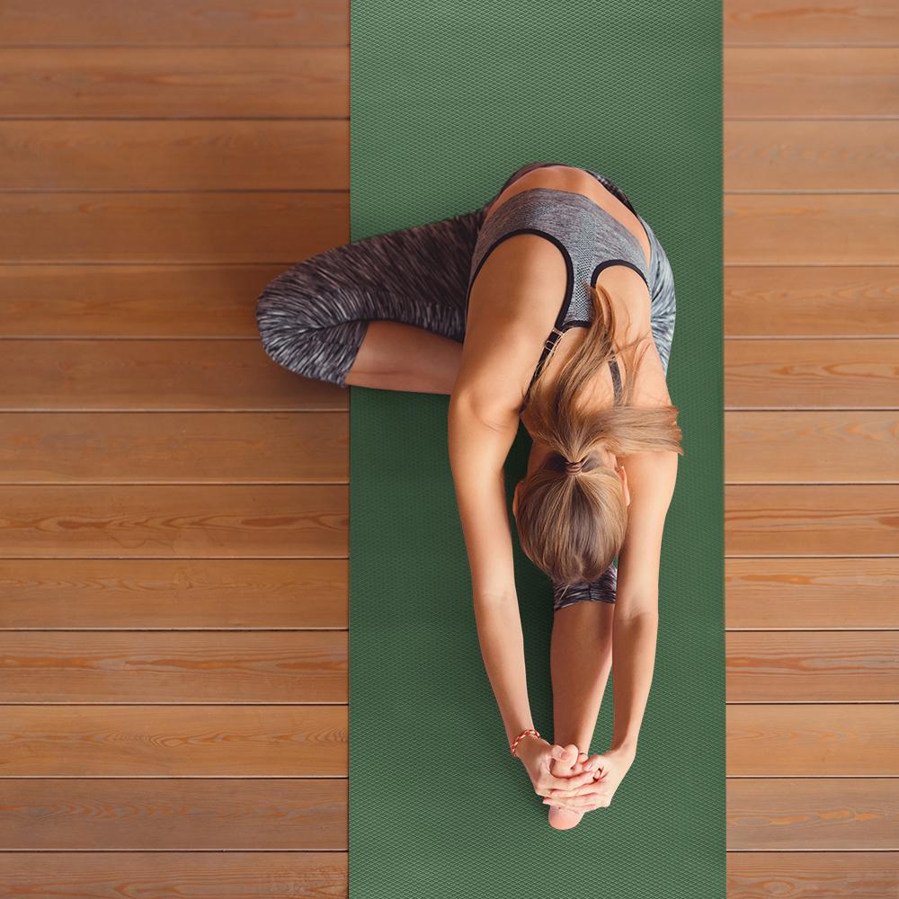 Wakefit Yoga Mat | Anti Slip Single Layered | 72 X 24 inch | 4 mm Thick | Army Green Asana | With Strap