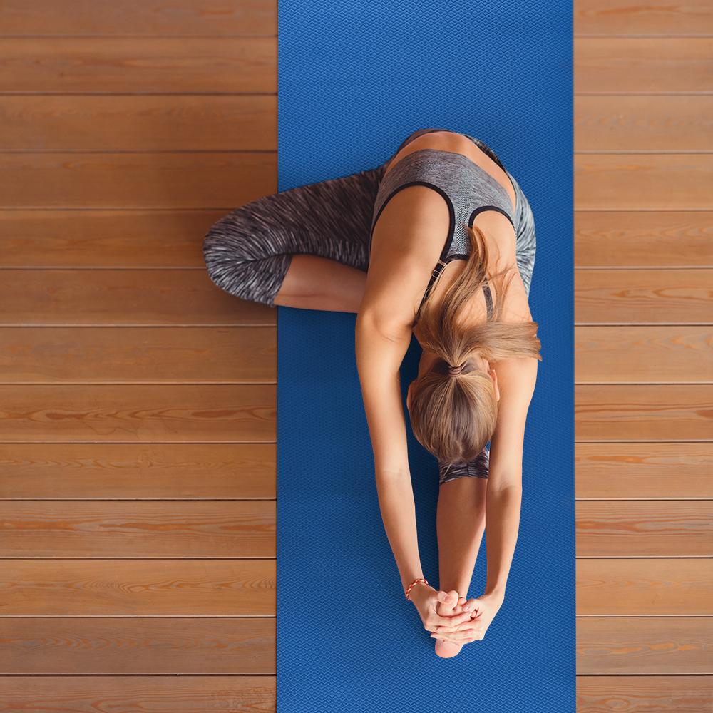 Wakefit Yoga Mat | Anti Slip Single Layered | 72 X 24 inch | 4 mm Thick | Blue Asana | With Strap