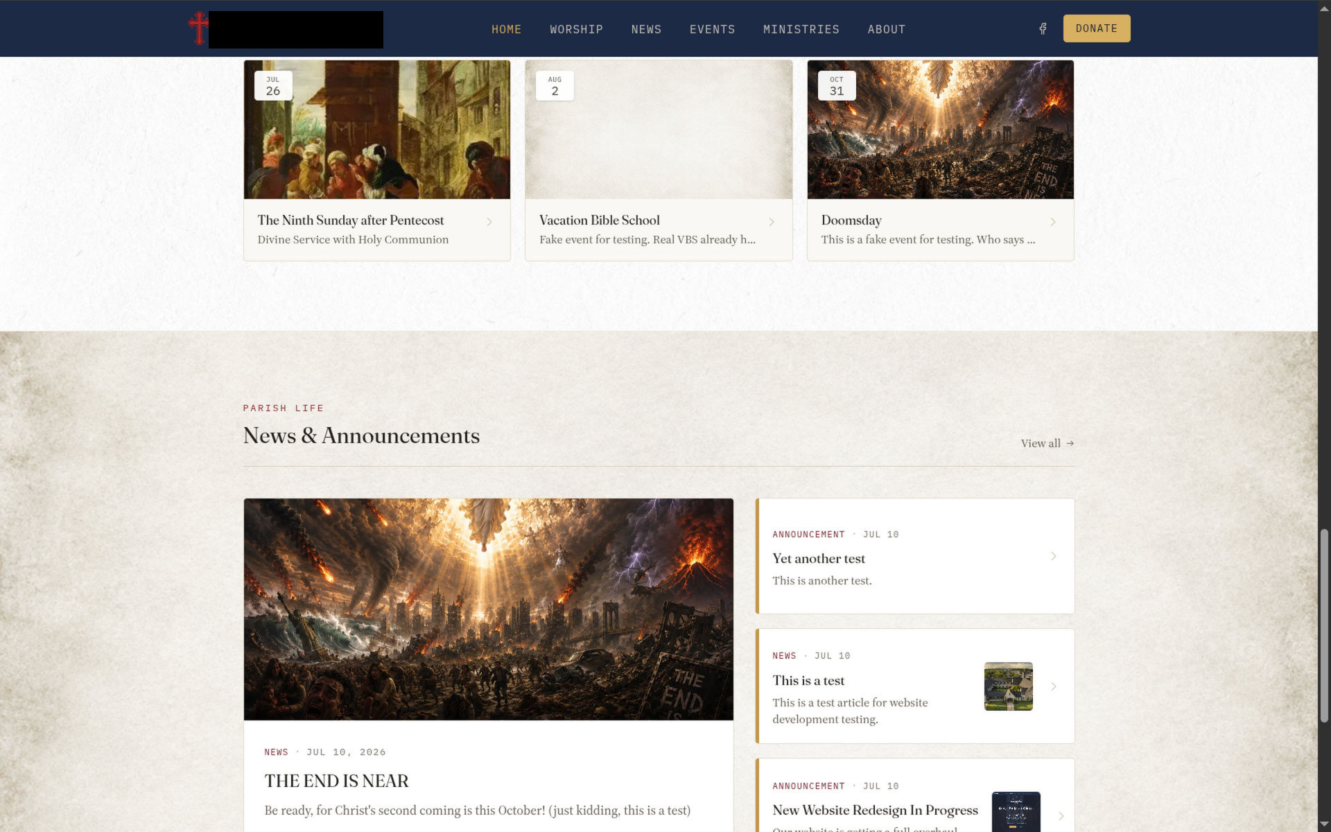 Events/Services, News & Announcements