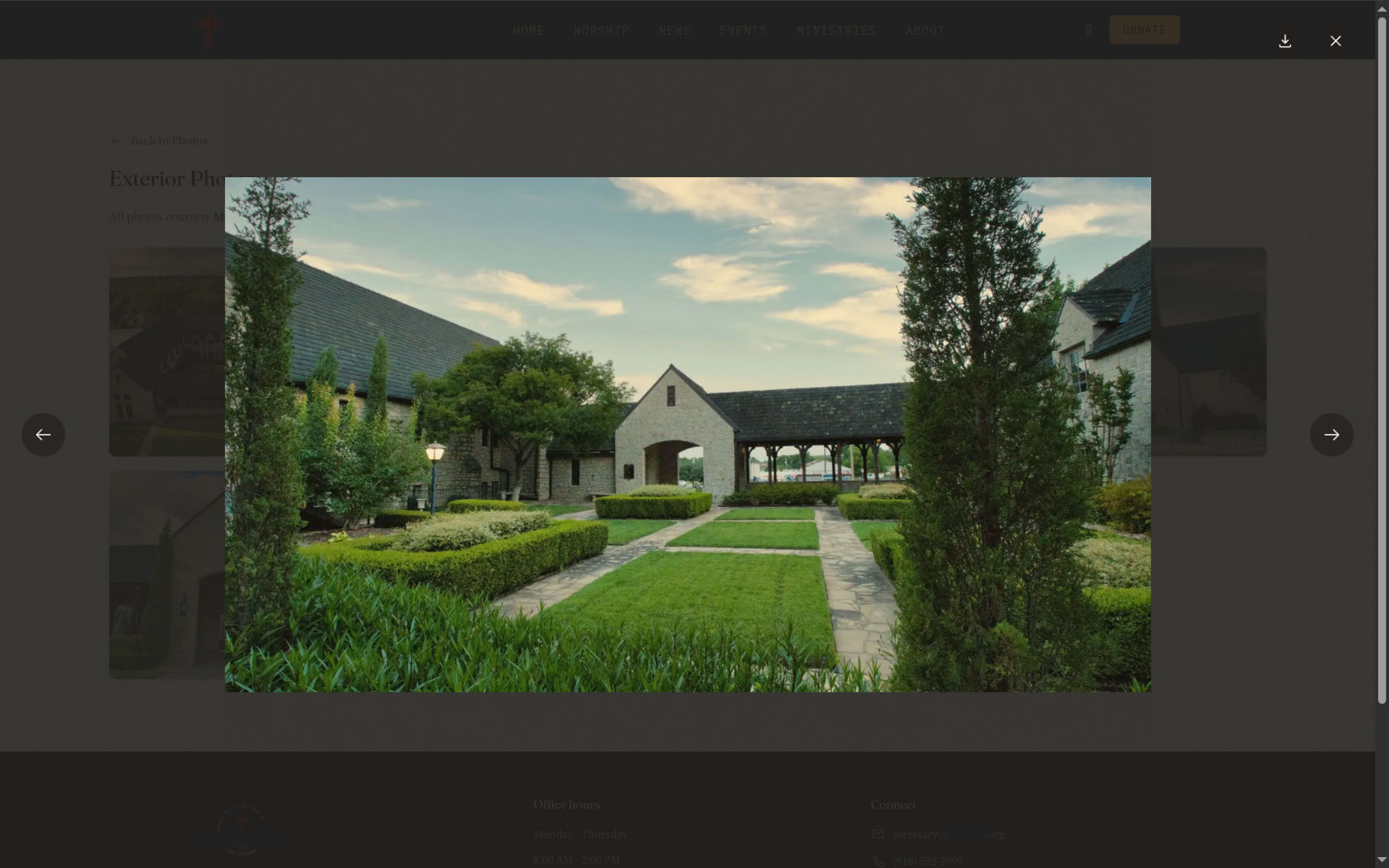 Photo gallery "Exterior Photos" album showing a previewed image