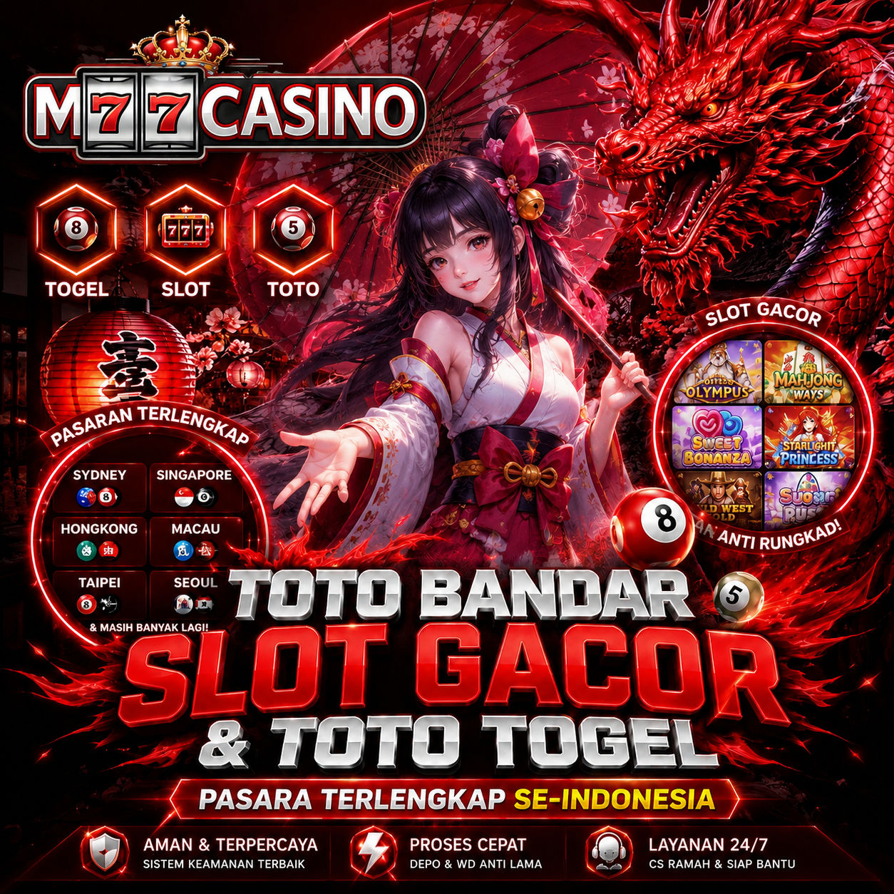 M77CASINO : Platform Bandar Slot & Togel Online Terpercaya Saat Ini