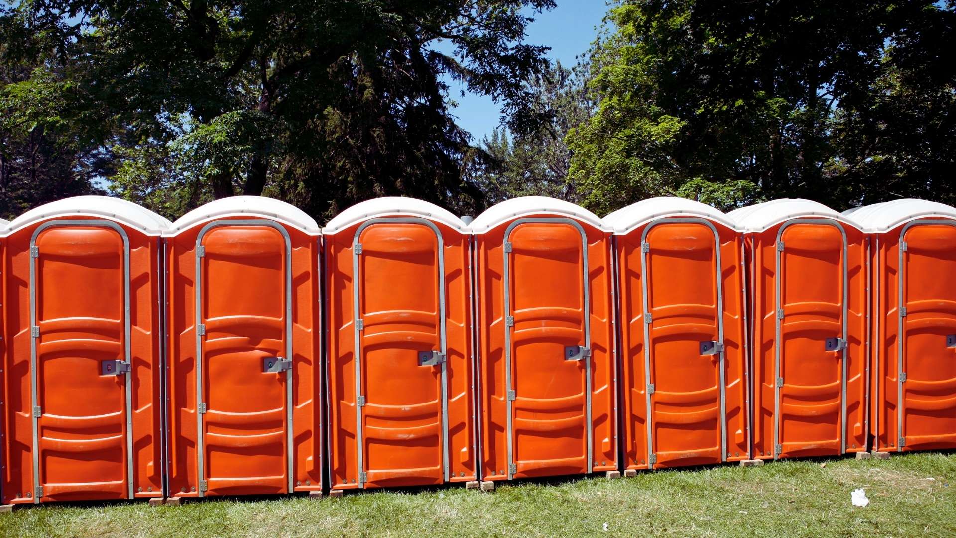 Outdoor Event Temporary Toilet Setup Large Crowd in Chandler, AZ