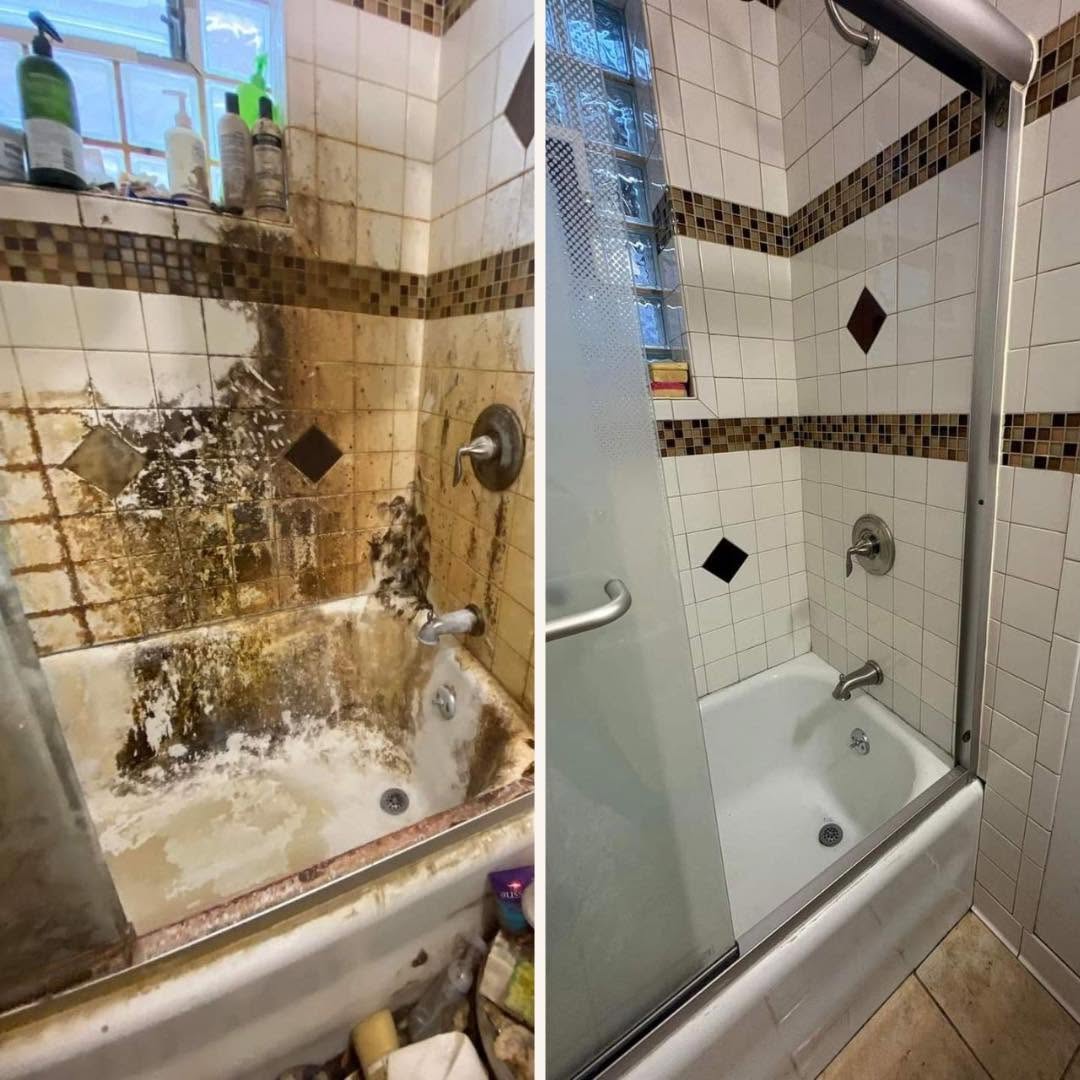 Shower before and after