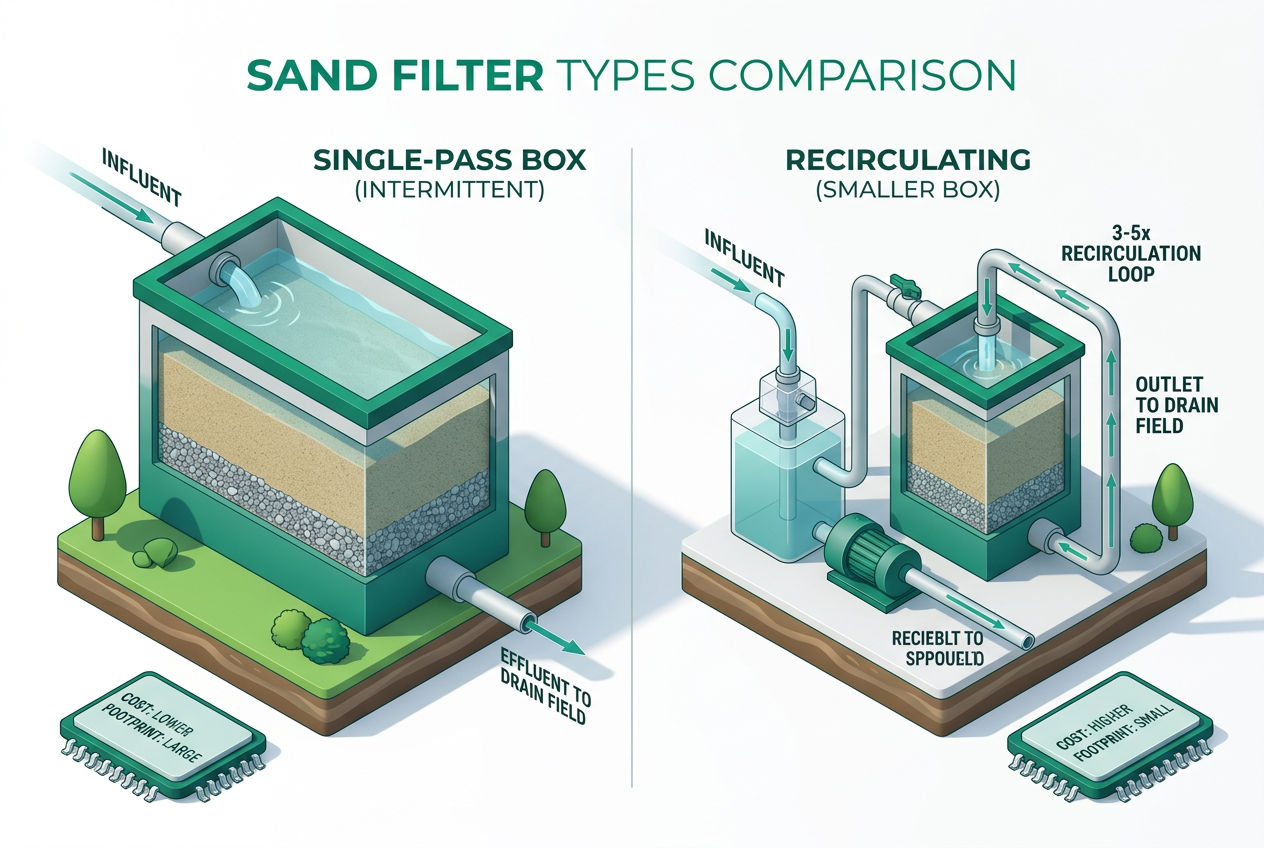 3D comparison of intermittent and recirculating sand filter septic systems