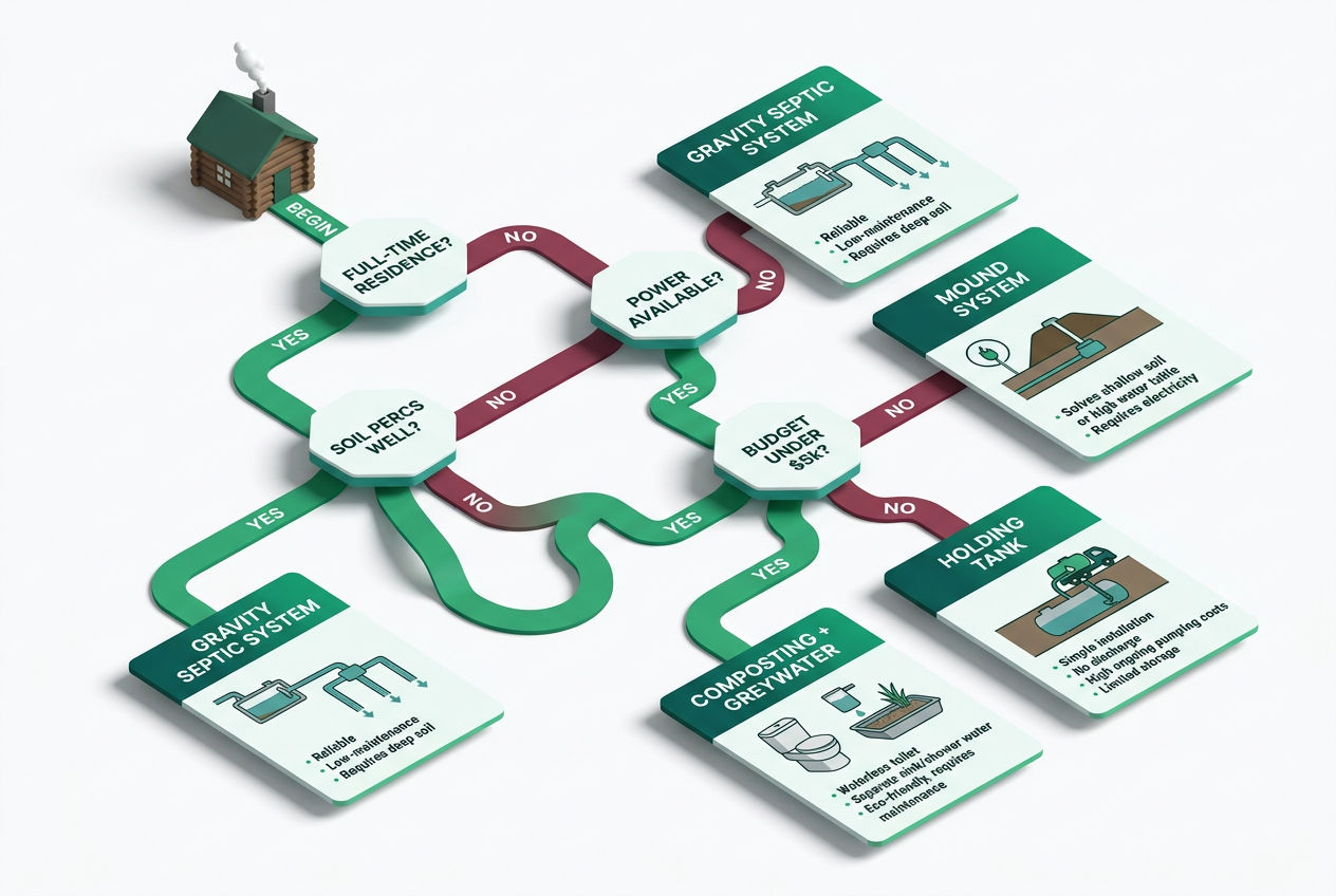 3D decision tree for selecting the right off-grid septic option