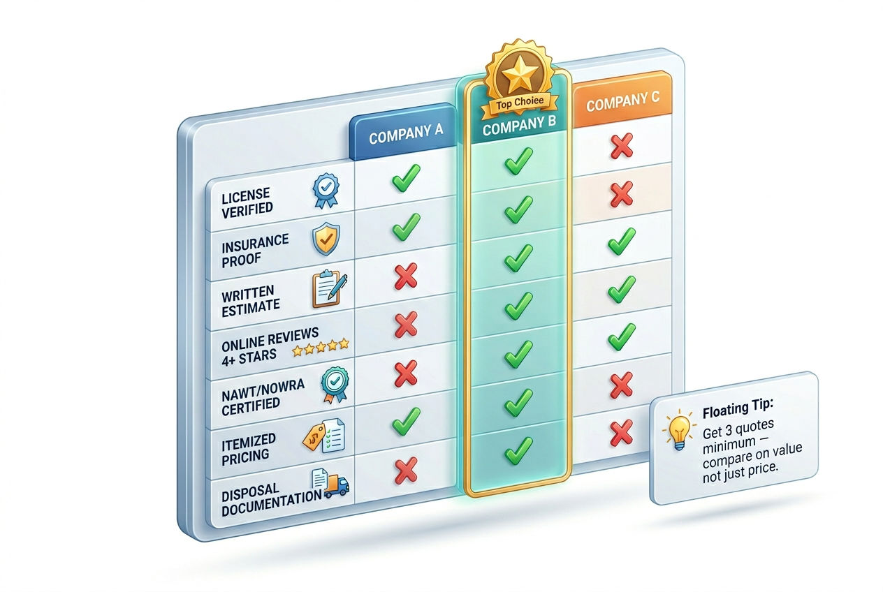 3D evaluation scorecard for comparing septic service companies across seven criteria