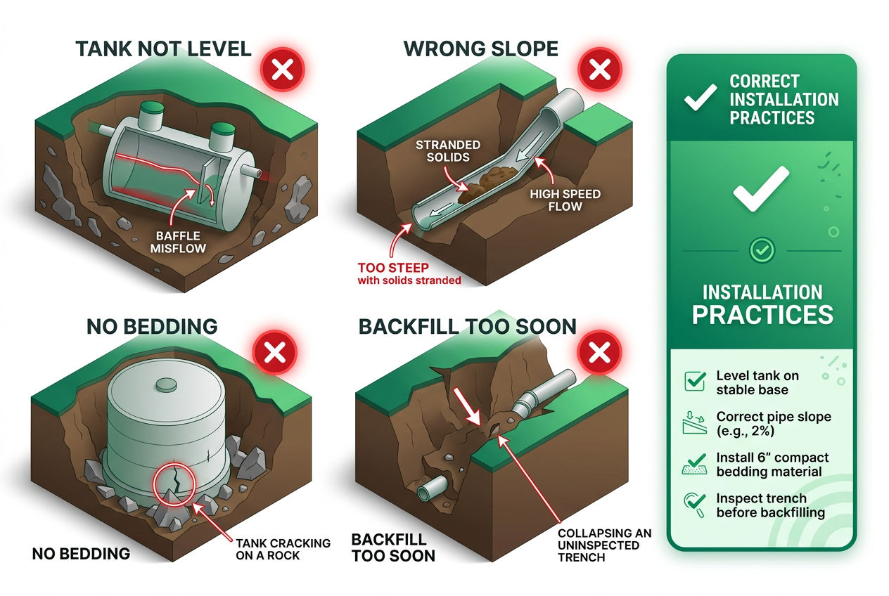 3D gallery of four common septic installation mistakes and how to avoid them