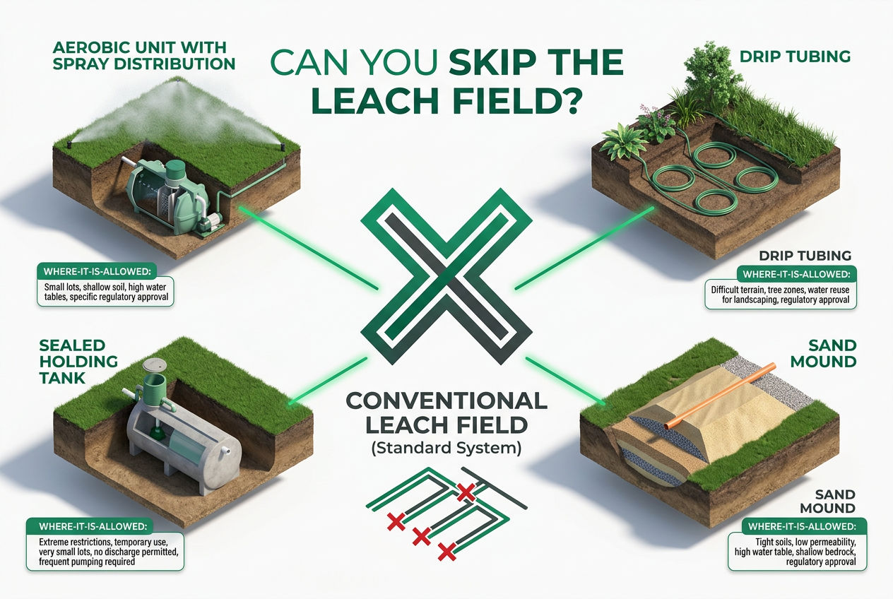3D visualization of septic options that work without a conventional leach field