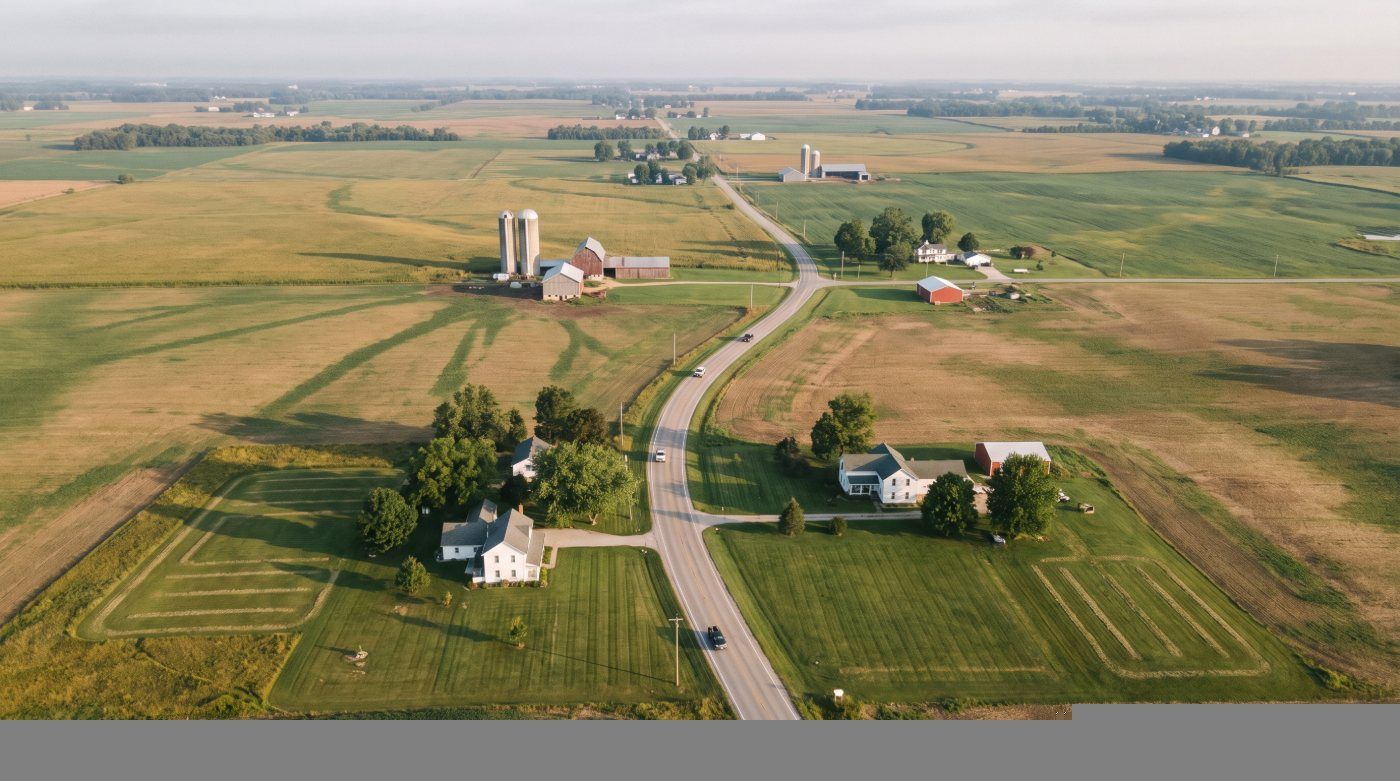 Rural county with septic drain fields