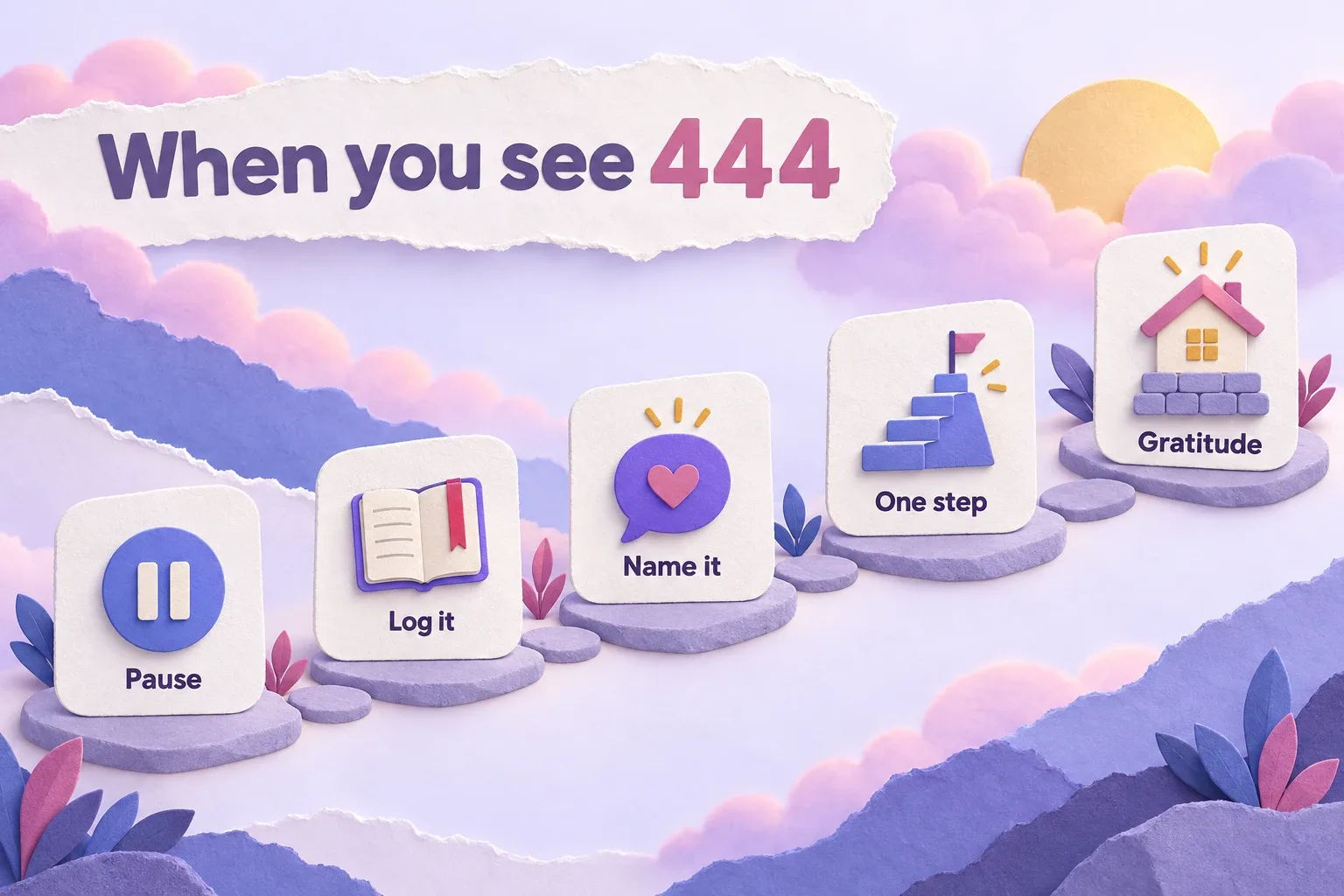 444 meaning: paper-craft steps to take when you see 444, from pause to gratitude