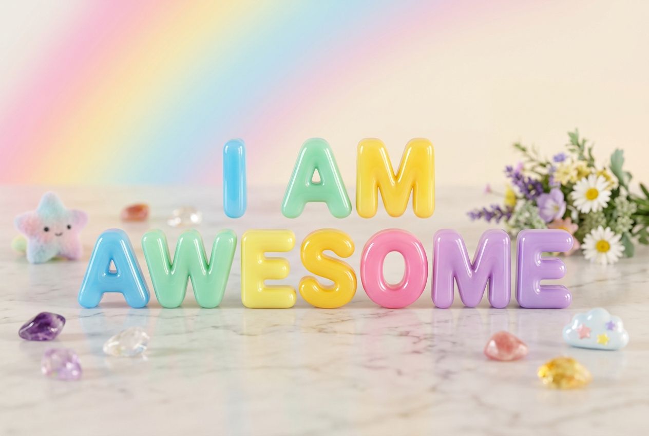 positive affirmations for kids — colorful affirmations with playful elements