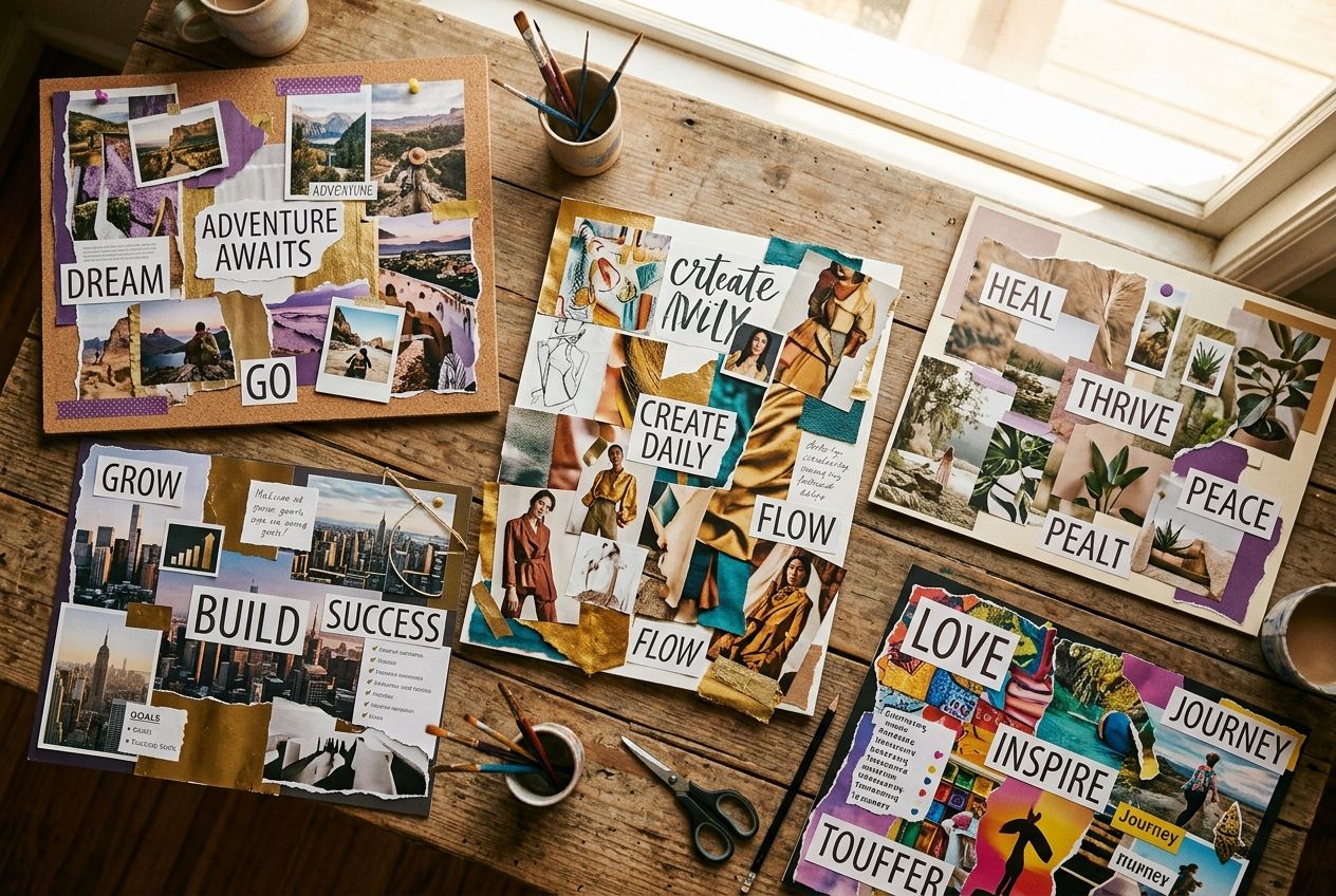 vision board examples — creative collage layout inspiration for vision boards
