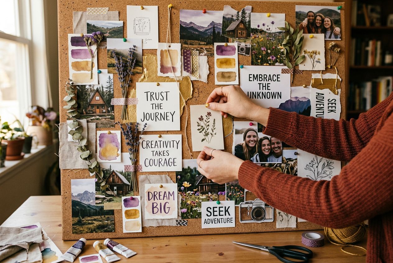 vision board quotes — styled vision board showing powerful affirmations with visual design
