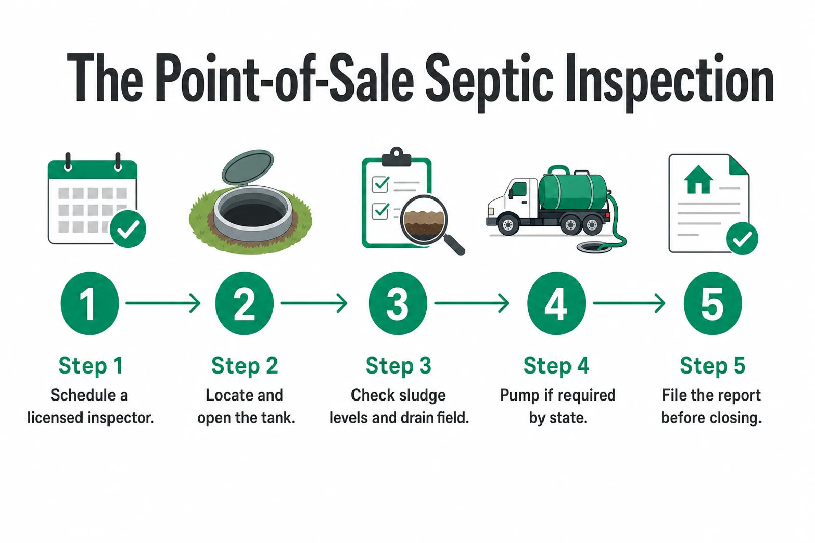The point-of-sale septic inspection process, step by step from scheduling to closing