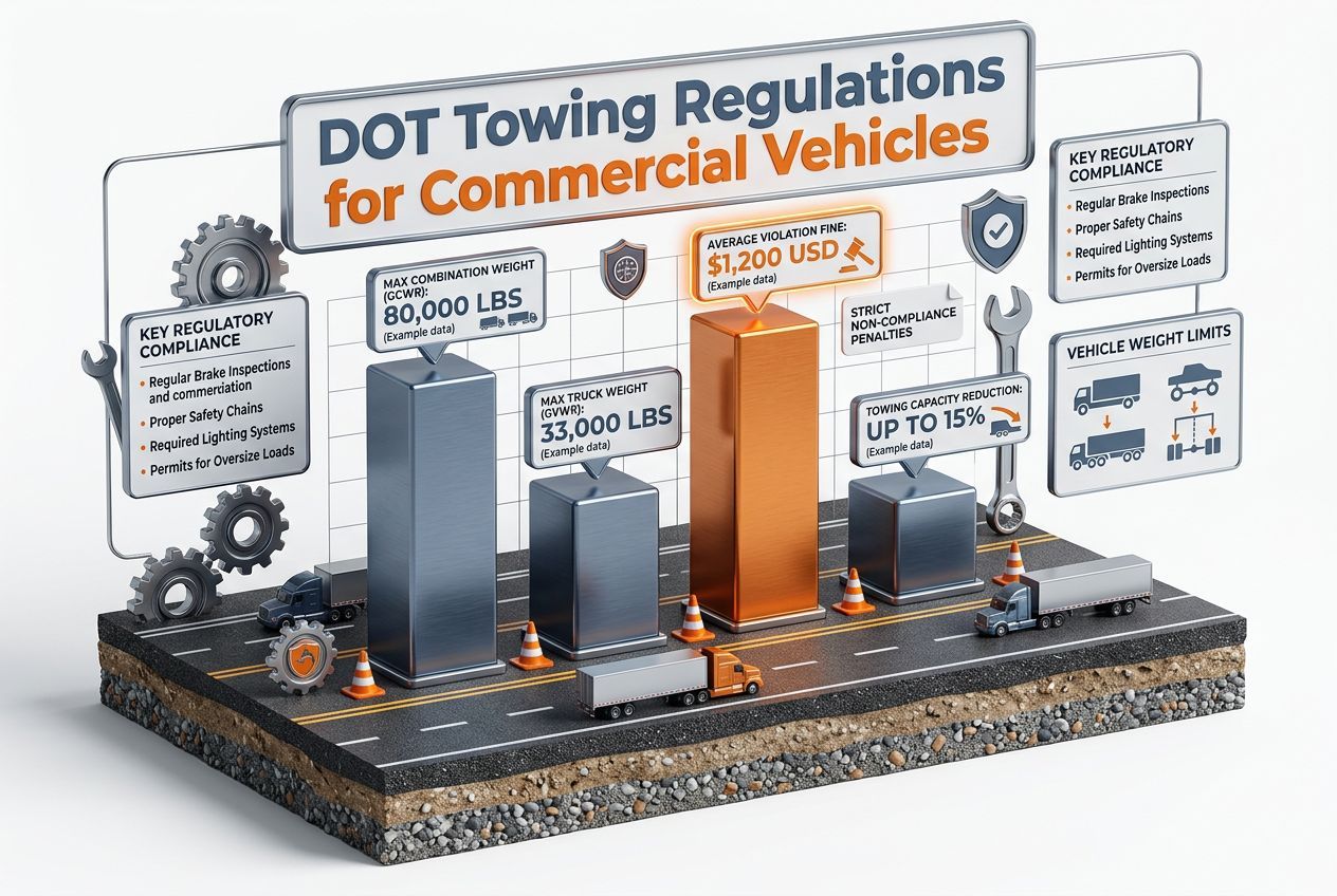 3D data visualization showing key figures for dot towing regulations for commercial vehicles