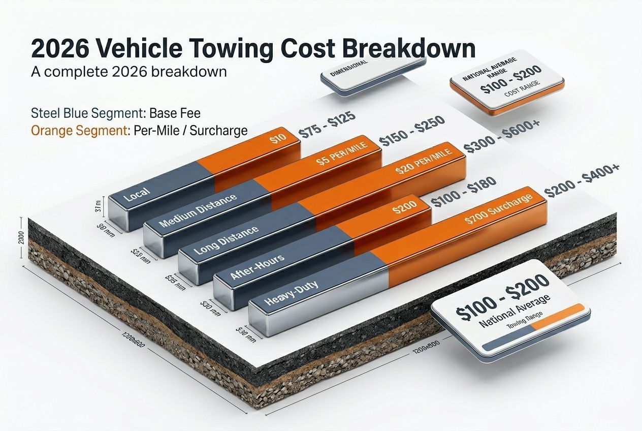 3D bar chart showing towing the complete 2026 breakdown cost ranges by service type