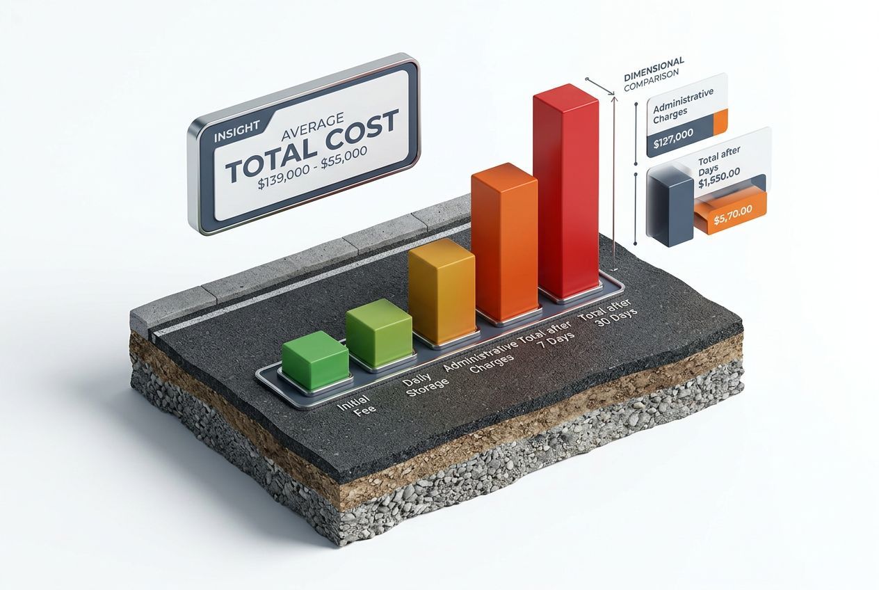 3D chart showing typical fees and costs for how to file a complaint against a tow company